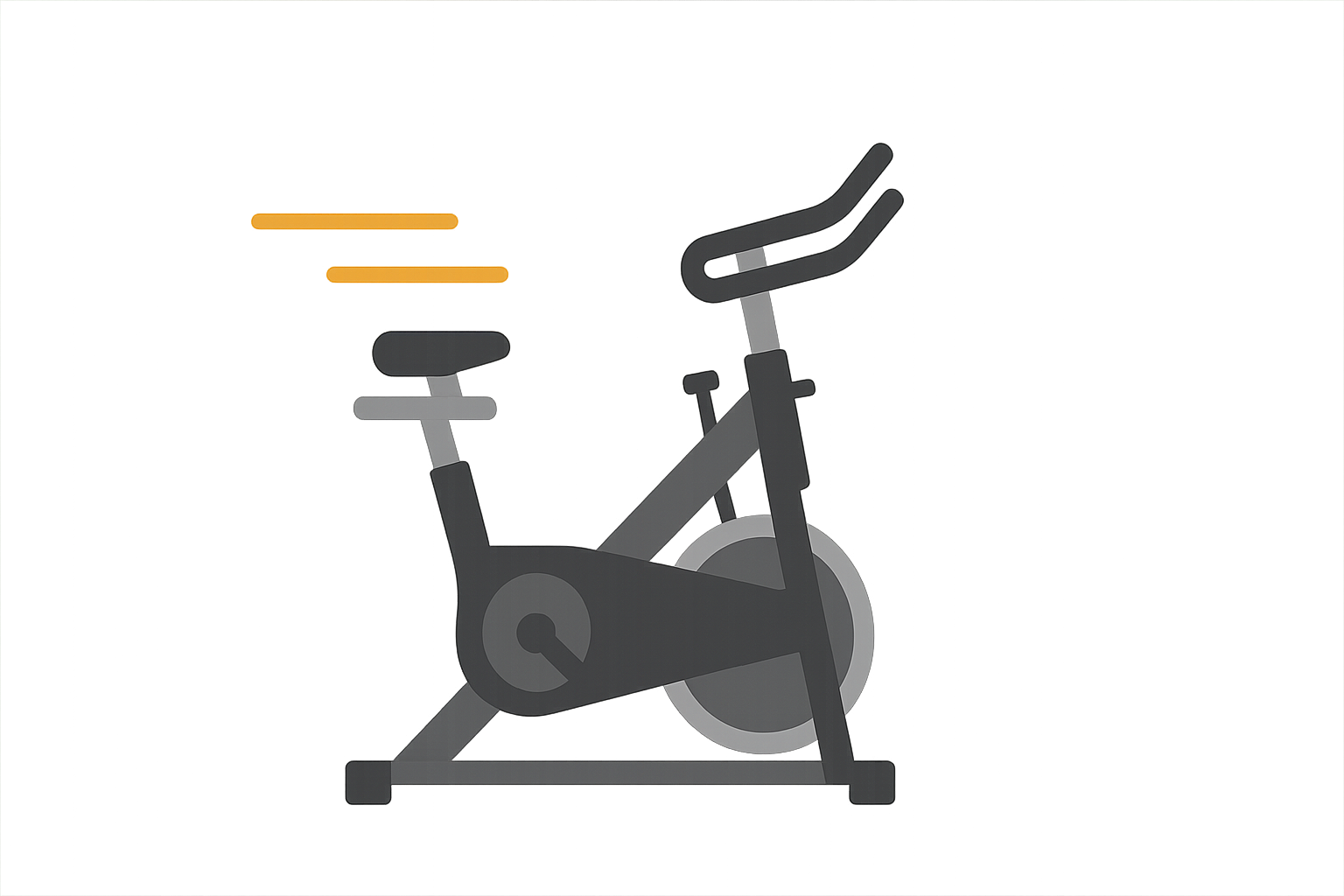 Featured illustration of stylized indoor cycling bike with motion lines for easy indoor cycling routines in workout guide.