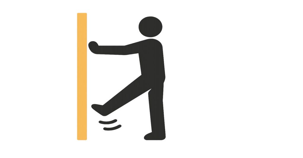  Illustration of Warm-Up Exercises for Indoor Cycling: person doing a forward leg swing, targeting hip flexors and hamstrings.